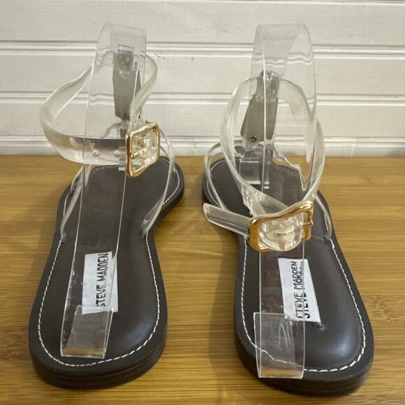 Steve Madden Women's 7 M Alma Gladiator Sandal Buckle Strap Clear - Picture 3 of 4